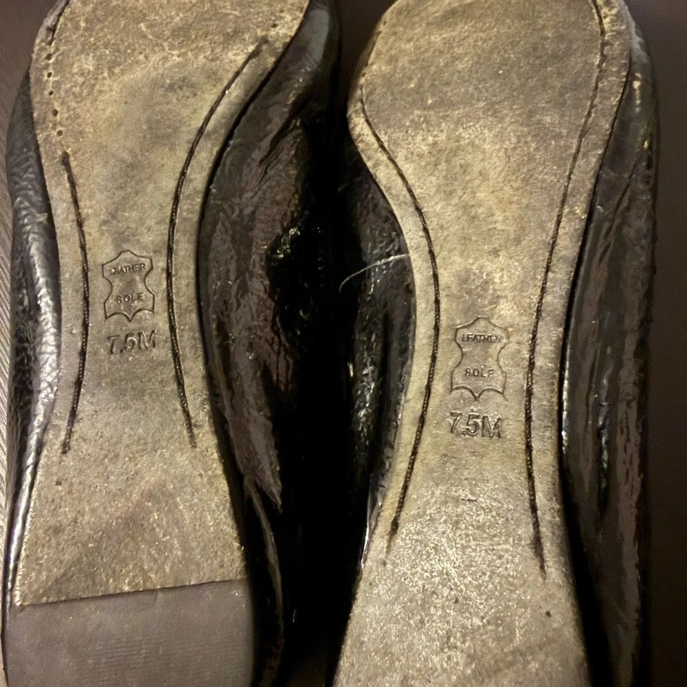 Tory Burch Caroline Black Patent Ballet Flat Shoes size 7.5